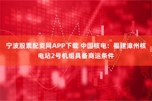 宁波股票配资网APP下载 中国核电：福建漳州核电站2号机组具备商运条件