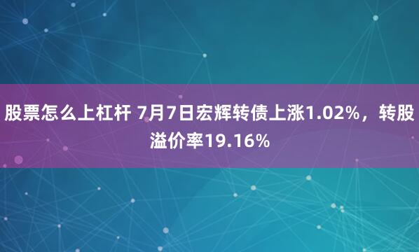 股票怎么上杠杆 7月7日宏辉转债上涨1.02%，转股溢价率19.16%